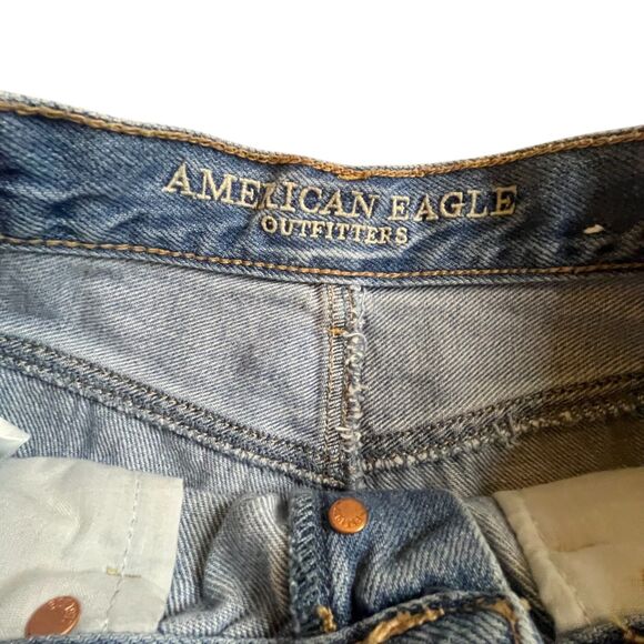 American Eagle Jean Shorts Junior 0  Blue High Rise Distressed Cotton (Sz0 W26) - Picture 10 of 14